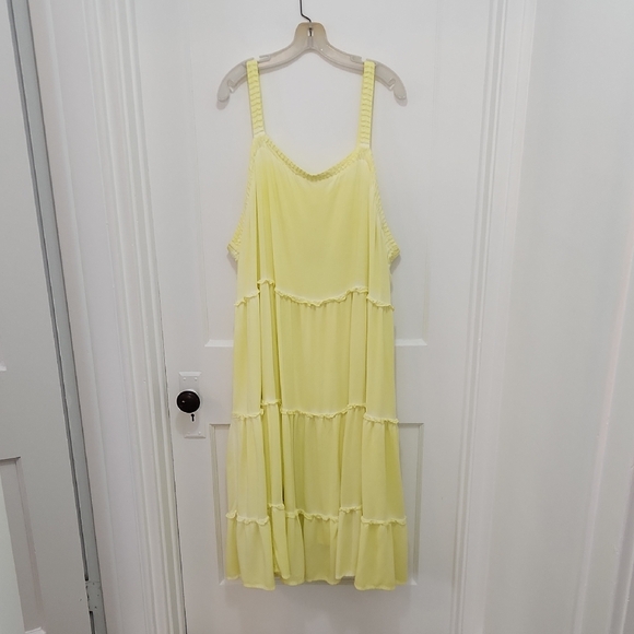 Anthropologie Dresses & Skirts - Anthropologie Pale Yellow Tiered Midi Dress